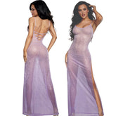 Dream Girl Ombre Glitter Mesh Womens Gown Lilac - S M - Kimono's and Gowns